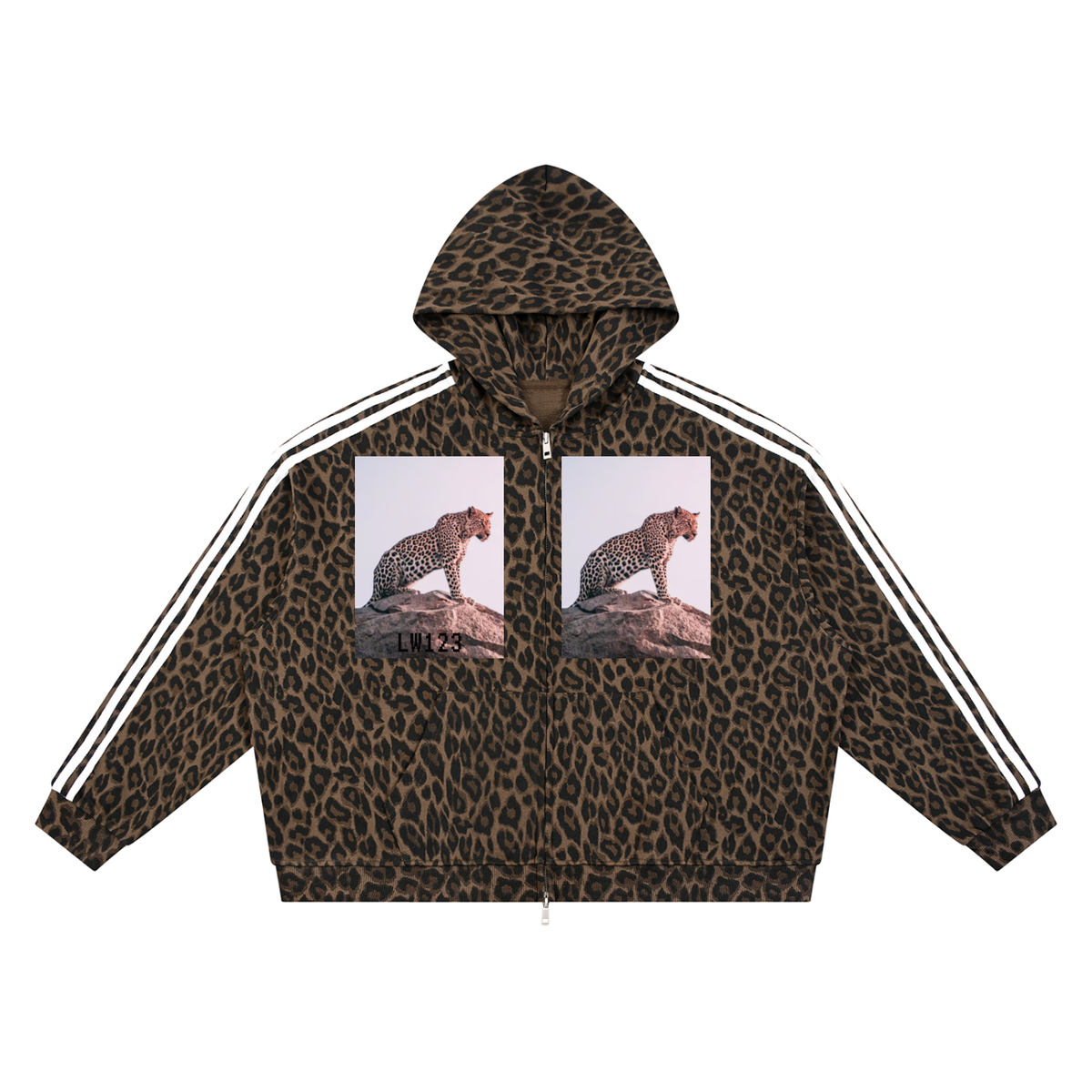 LW 123  Leopard Full Zip Hoodie