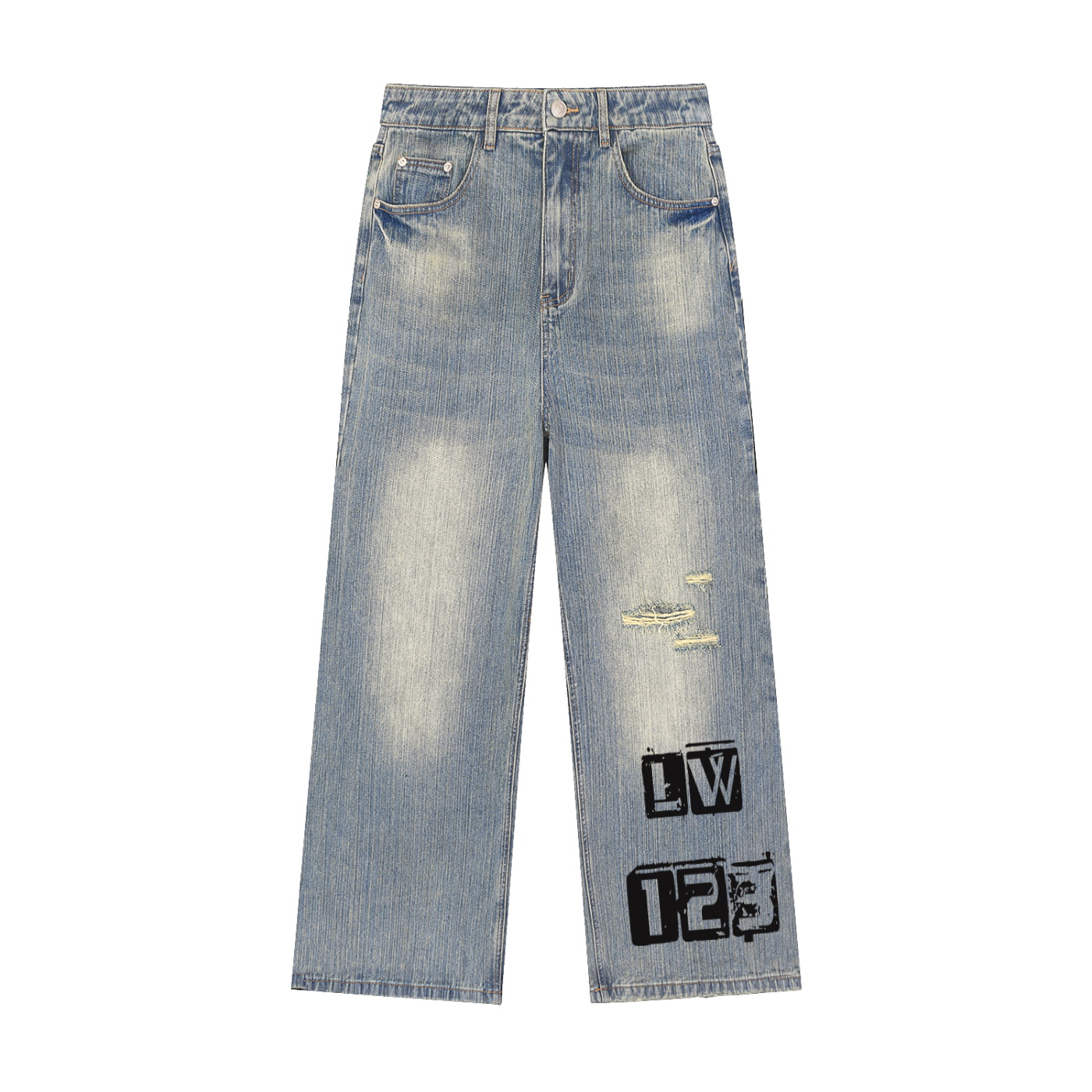 Vintage Wash Distressed Denim Jeans