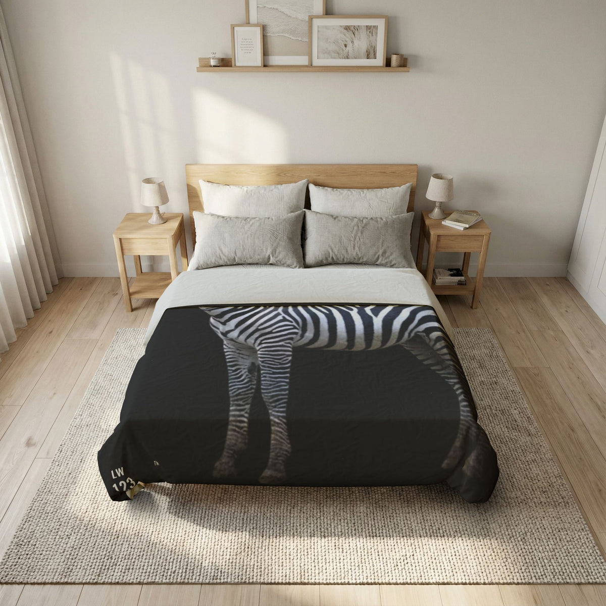 LW 123 Zebra Print Cotton Duvet Cover – Black Safari Bedding