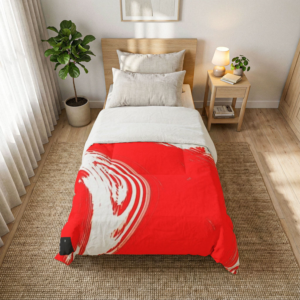 LW 123 Red Brushstroke Cotton Comforter