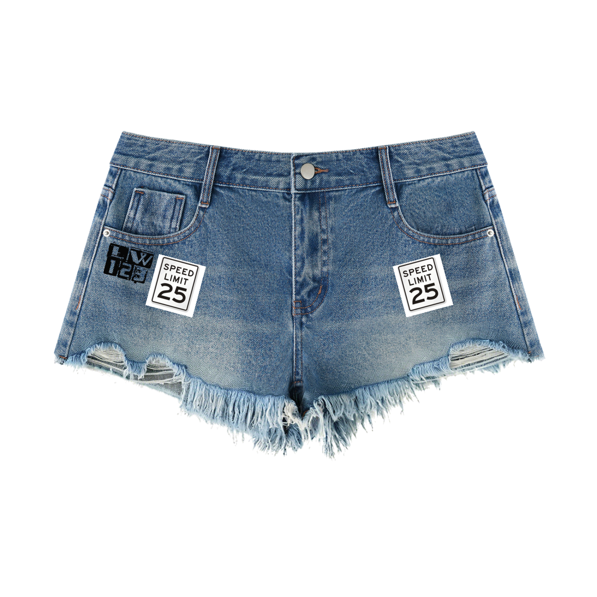 LW 123  Raw Hem Denim Shorts
