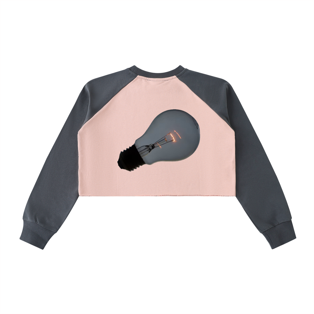 Raw-Hem Color-Block Raglan Crop Sweatshirt