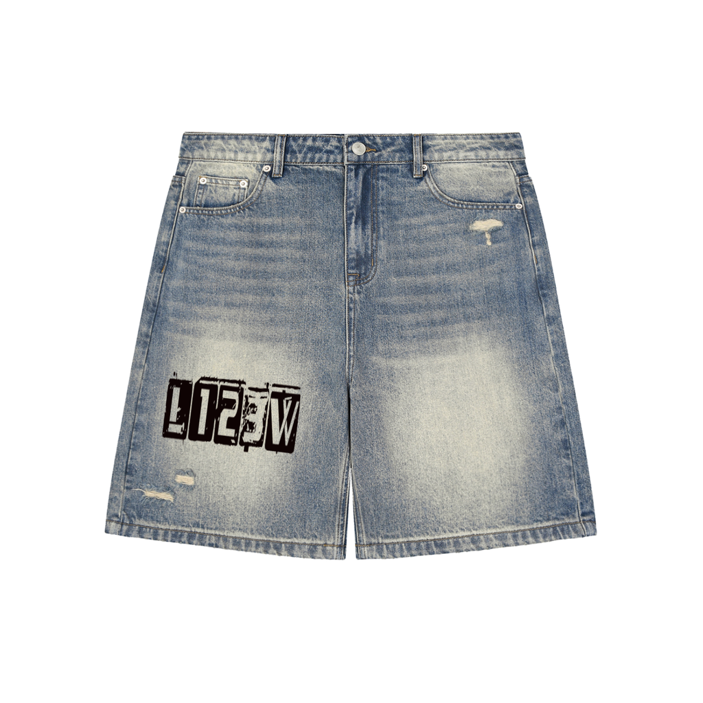 Faded Distressed Baggy Denim Shorts