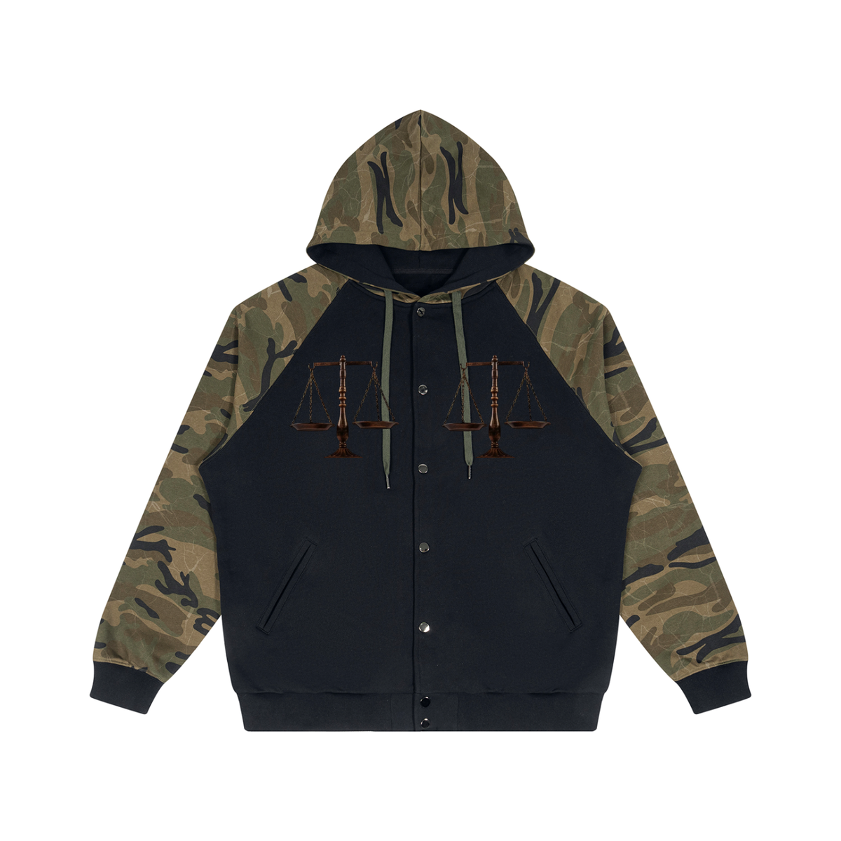 LW 123  Camo-Splice Raglan Zip Hoodie