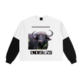 Layered Contrast Sleeve Cotton T-Shirt