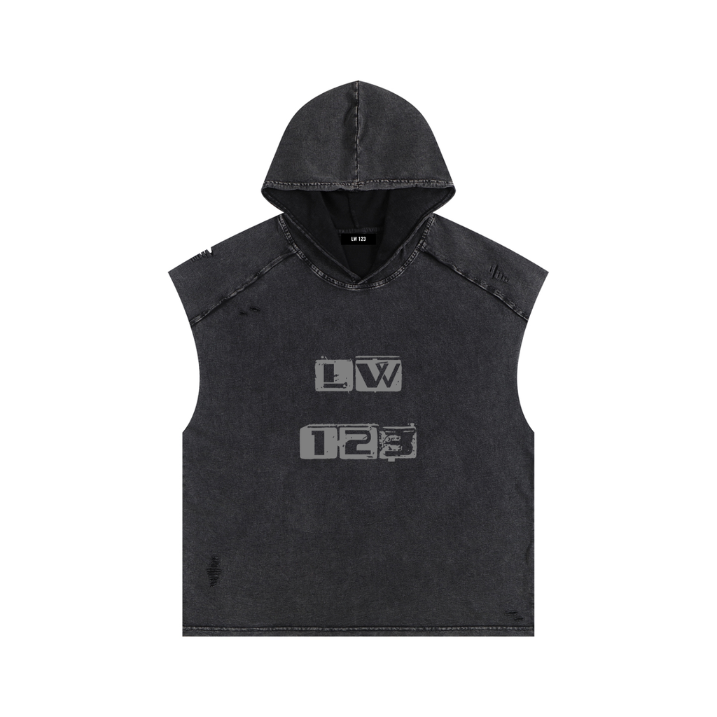 Snow Washed Boxy Hooded Tank Top