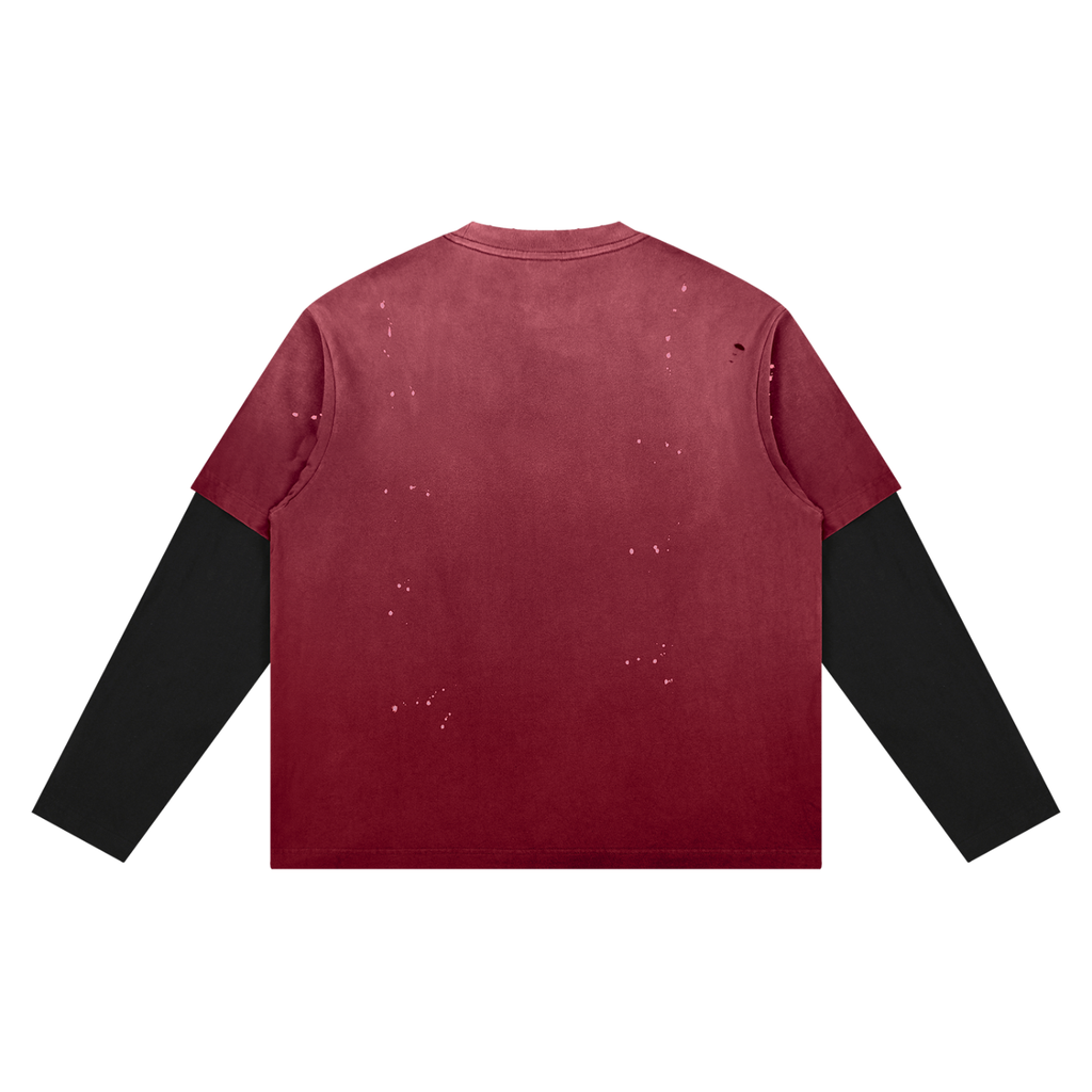 LW 123  Vintage Wash Distressed Layer T-Shirt