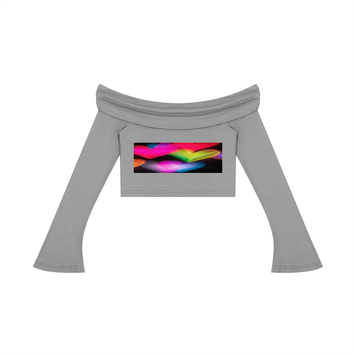 LW 123 Women's Off-the-Shoulder Bell Sleeve Crop T-Shirt