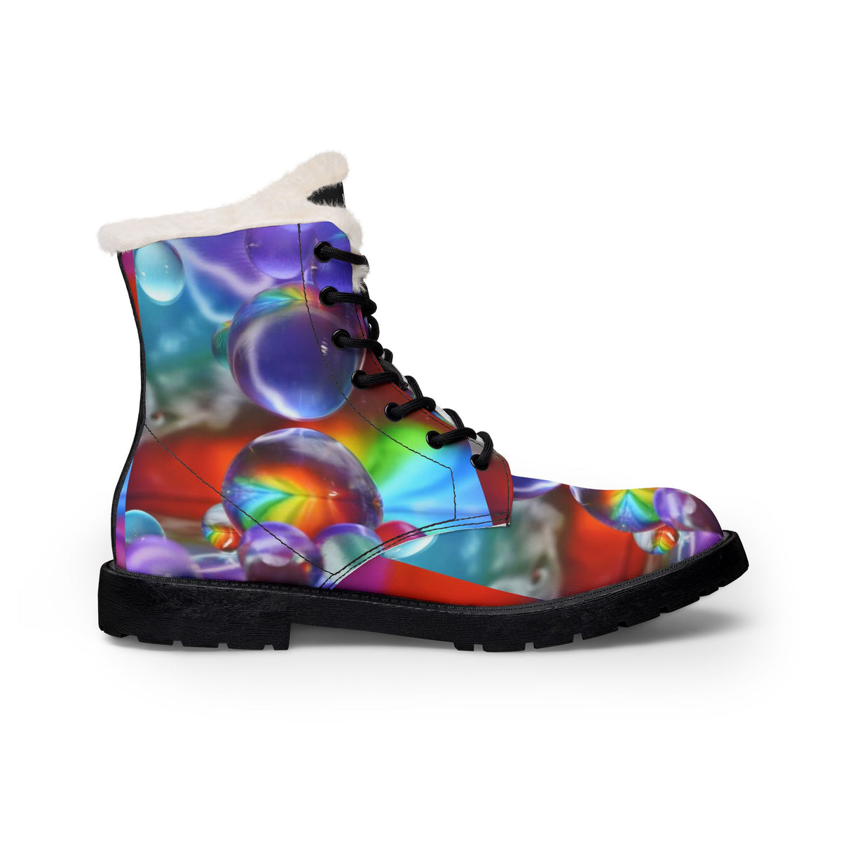 LW 123 Faux-Fur Bubble Leather Boots