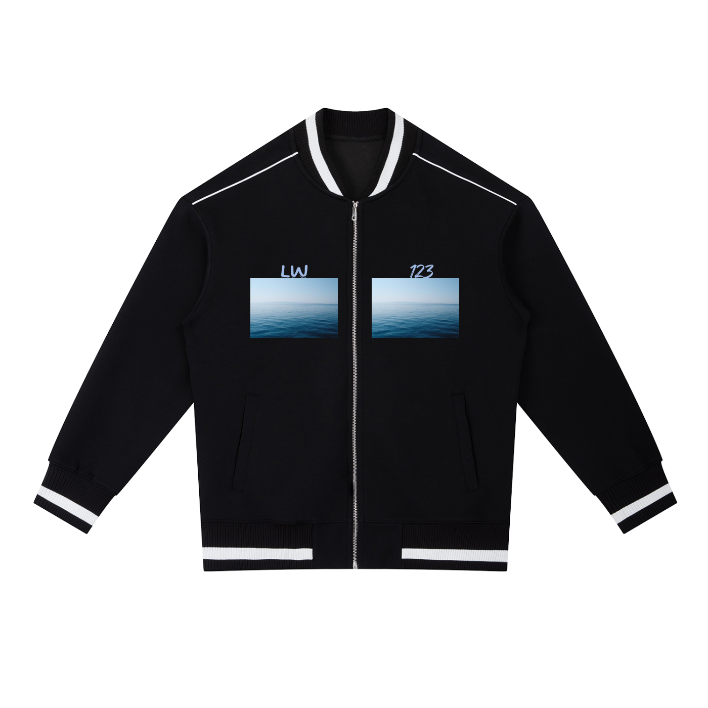 Contrast Piping Zip Bomber Jacket