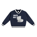 LW 123 V-Neck Contrast Collar Boxy Sweatshirt