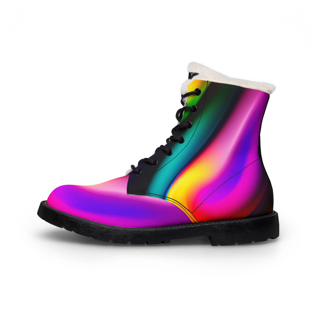 LW 123 Women's Rainbow Fur-Lined Leather Boots