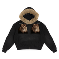 Sun Fade Boxy Detachable Fur Hoodie
