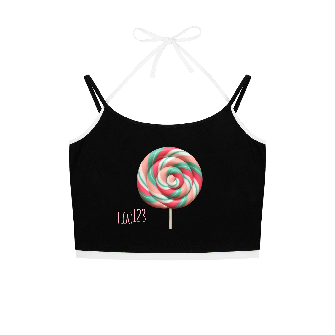 Contrast Binding Halter Tank Top