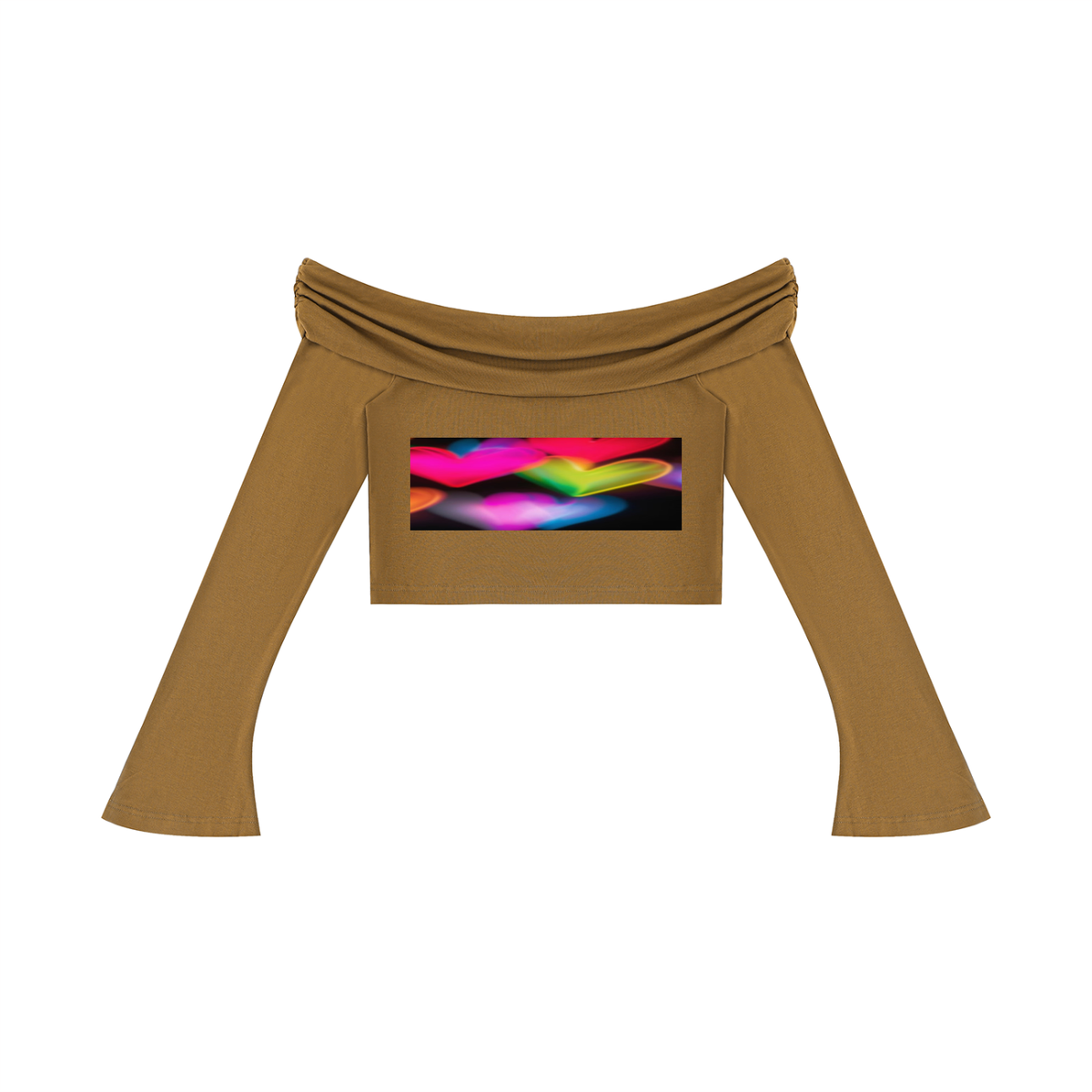 LW 123 Women's Off-the-Shoulder Bell Sleeve Crop T-Shirt