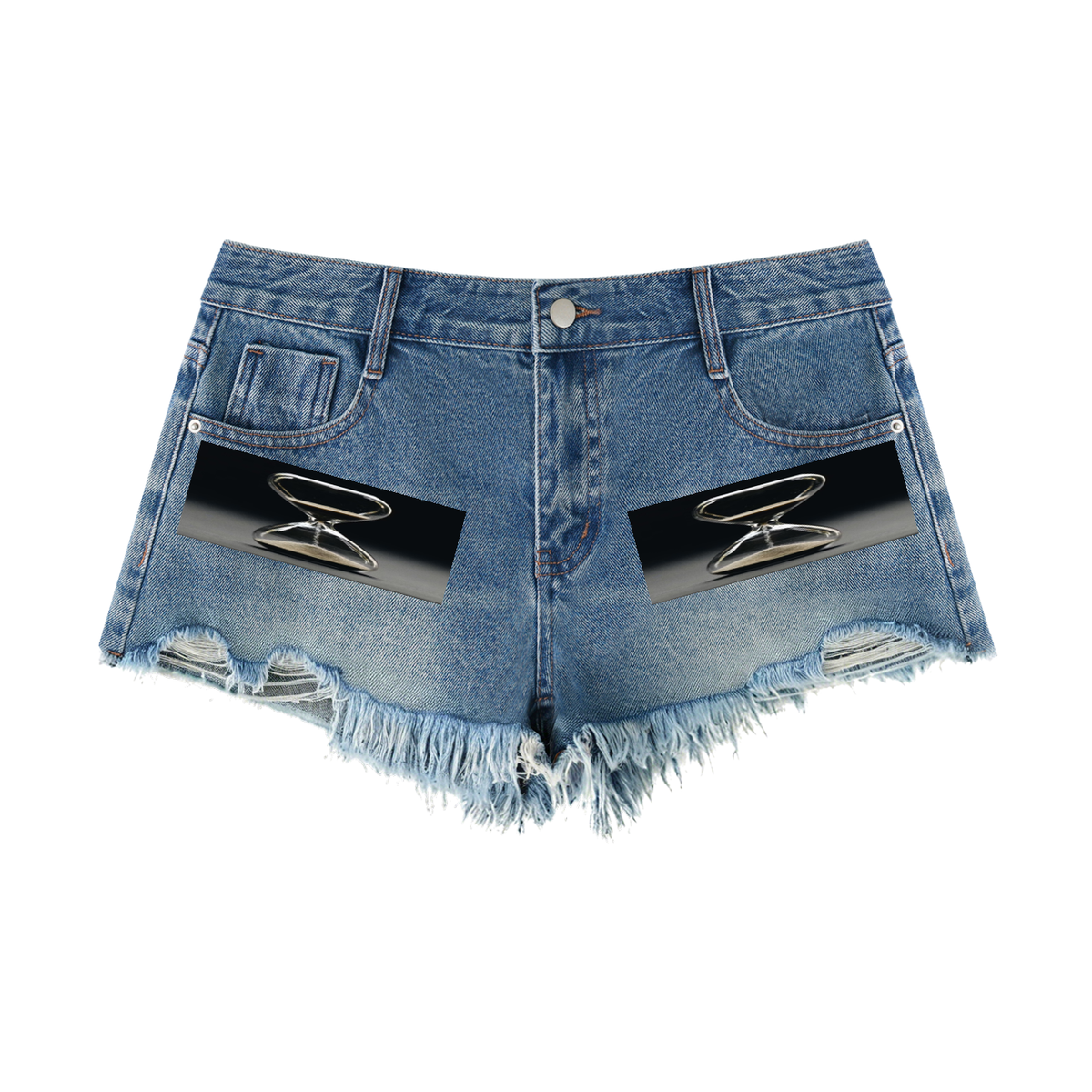 LW 123 Women's Vintage Wash Raw Hem Denim Shorts