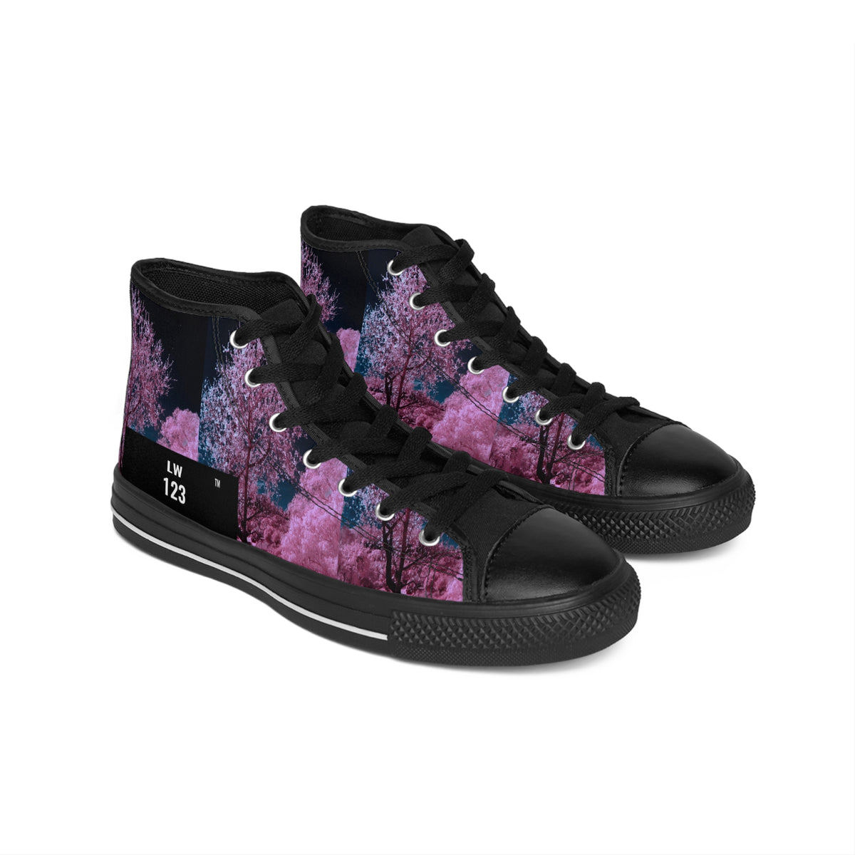 LW 123 High-Top Sneakers — Pink & Purple Forest Graphic (LW 123)