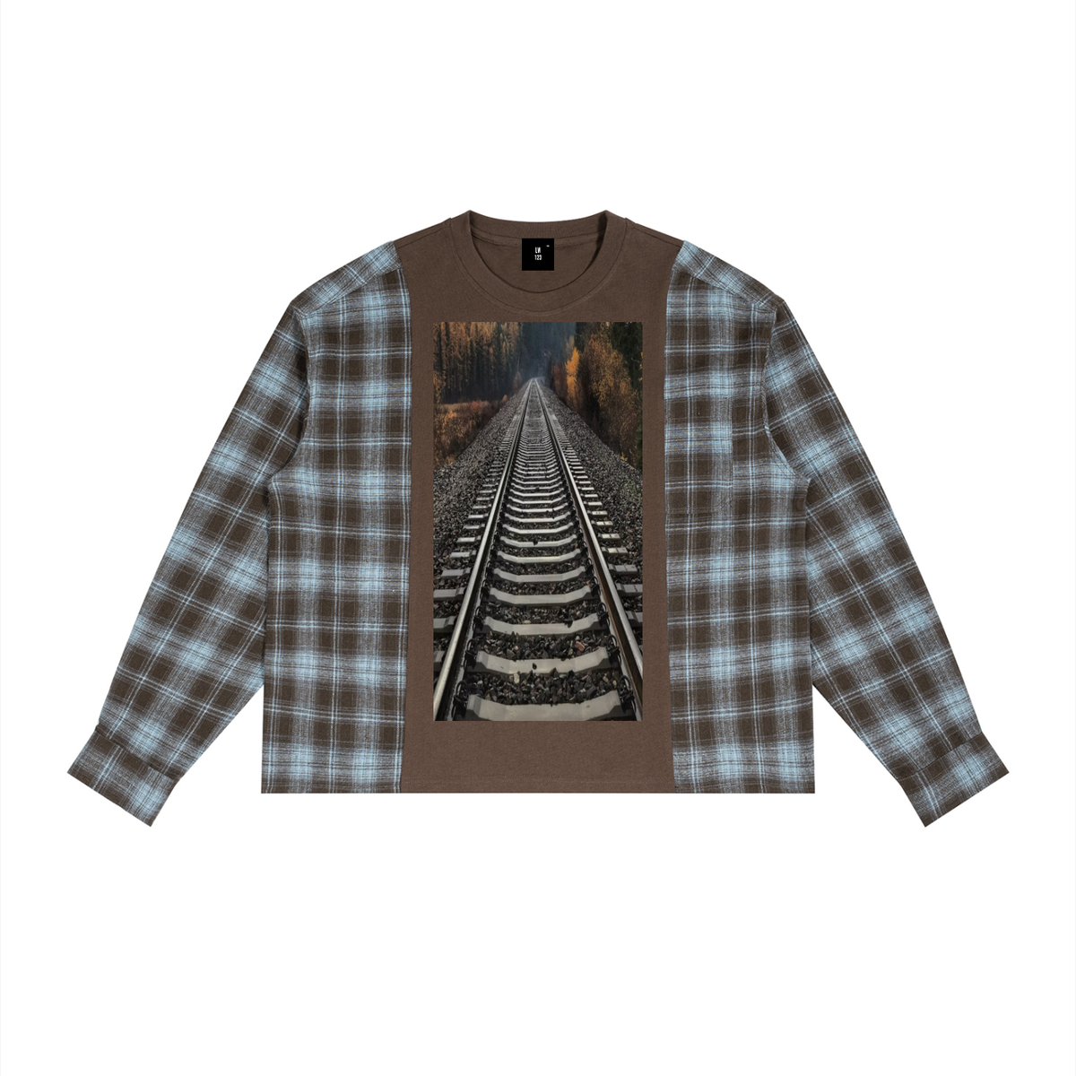 LW 123 Plaid Panel Long Sleeve T-Shirt