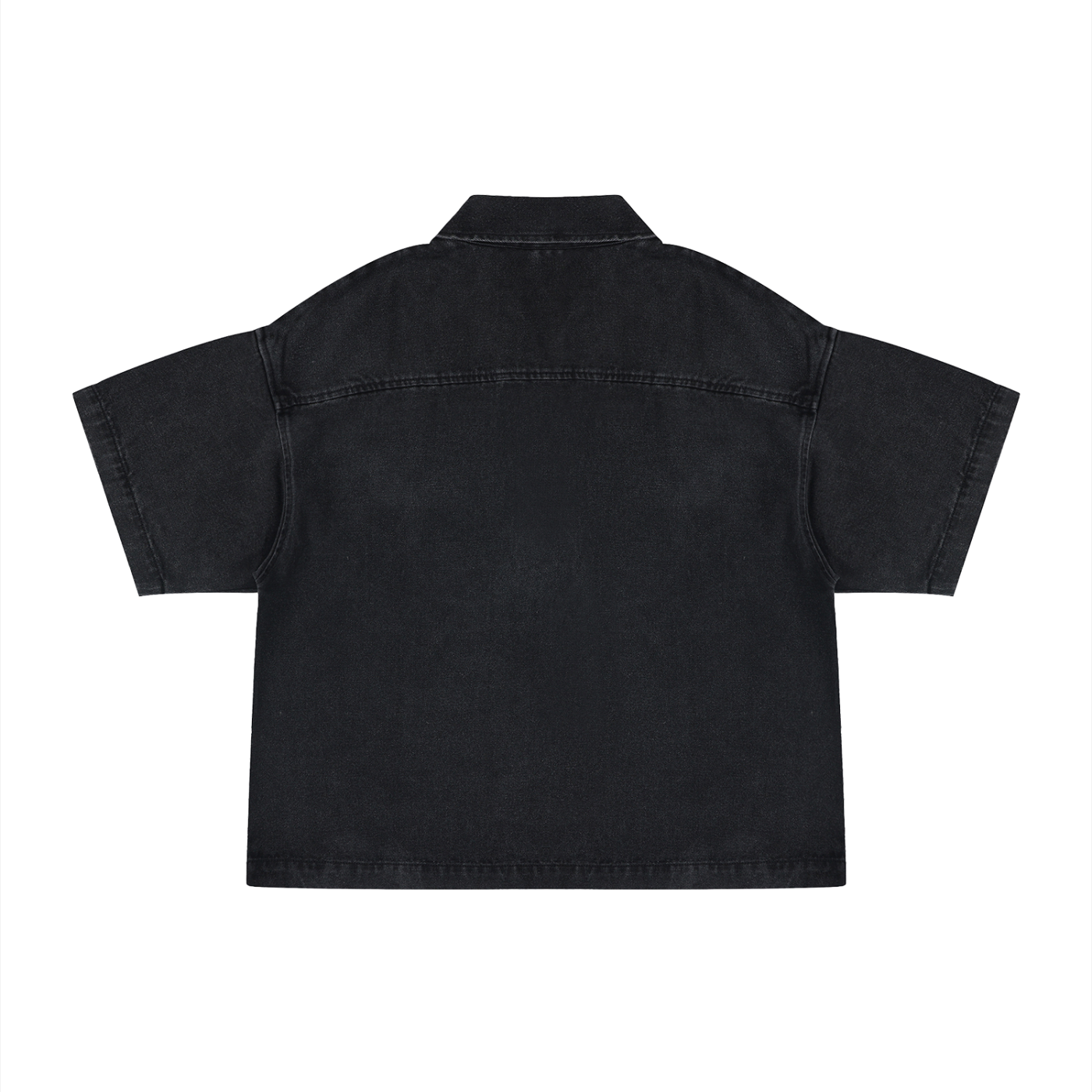 Unisex Vintage Wash Boxy Quarter-Zip Denim Shirt