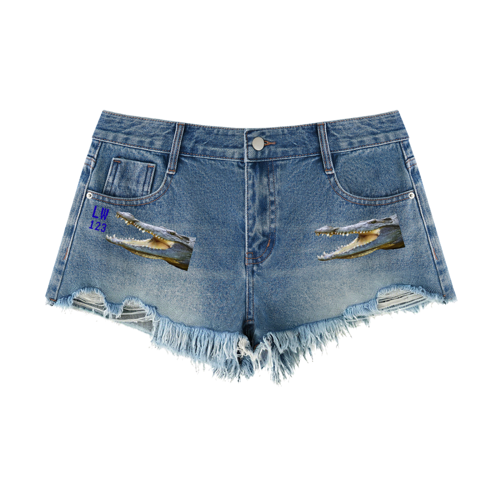 LW 123 Women's Vintage Wash Raw Hem Denim Shorts