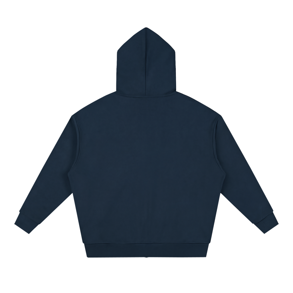 Unisex Loose Solid Full Zip Hoodie
