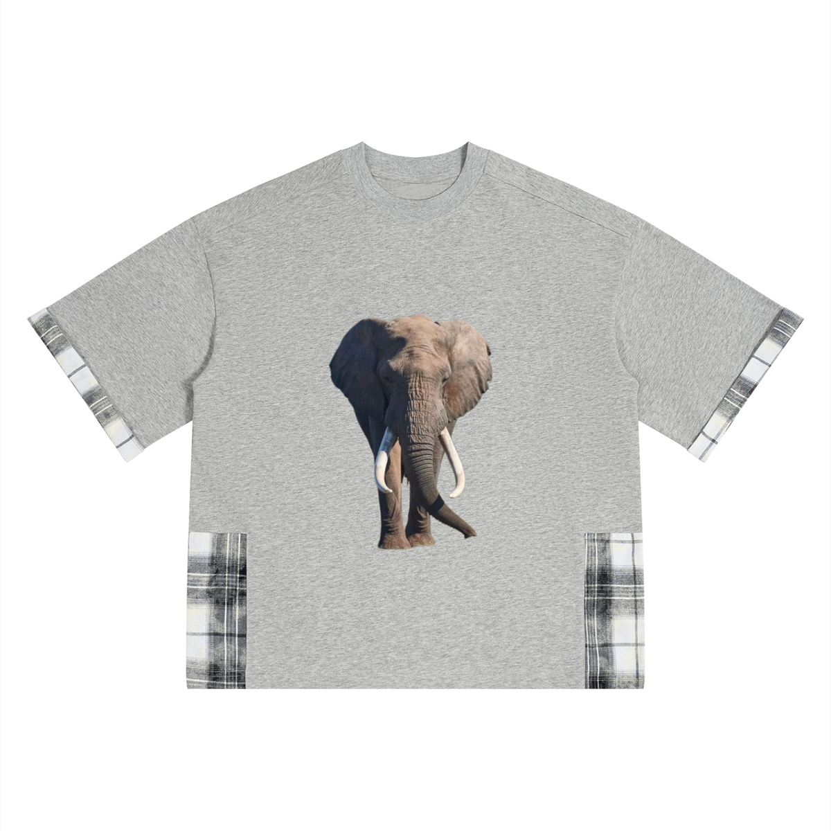 LW 123 Plaid Paneled T-Shirt
