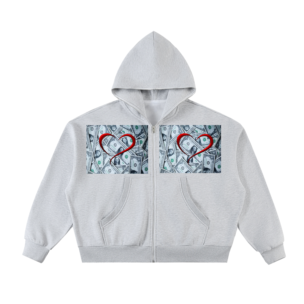 LW 123 Fleeced Full-Zip Boxy Hoodie