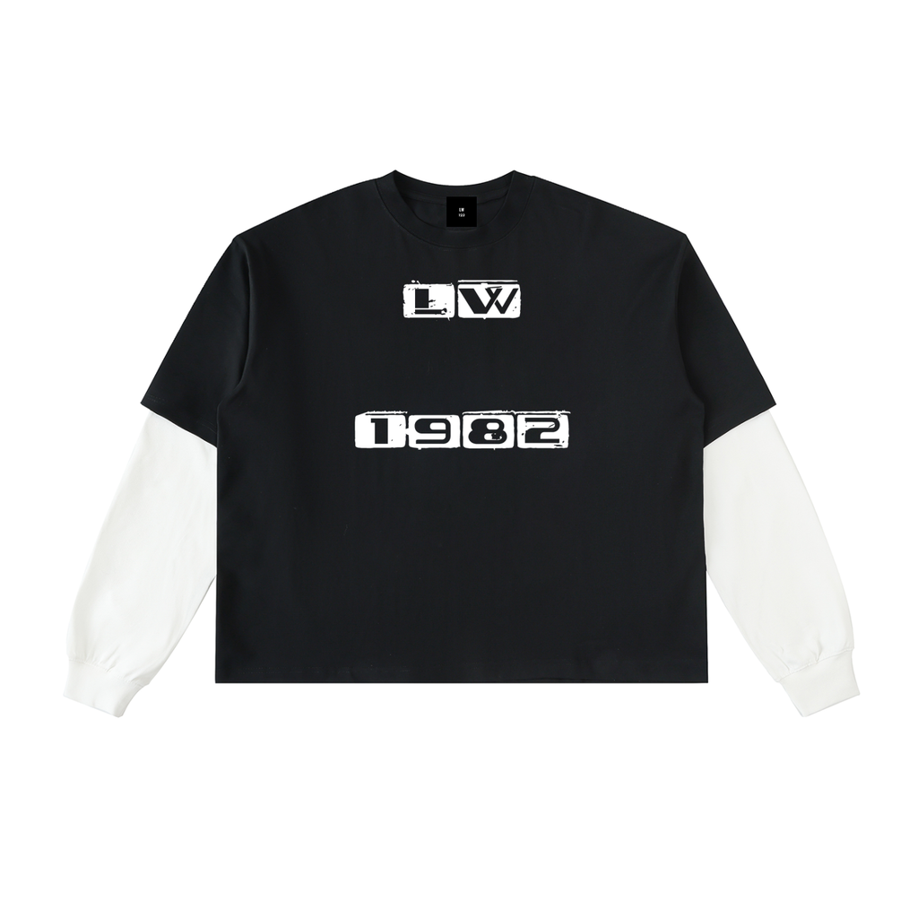 Layered Contrast Sleeve Cotton T-Shirt