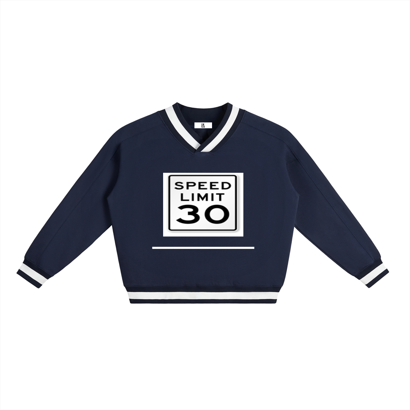 V-Neck Contrast Collar Boxy Sweatshirt