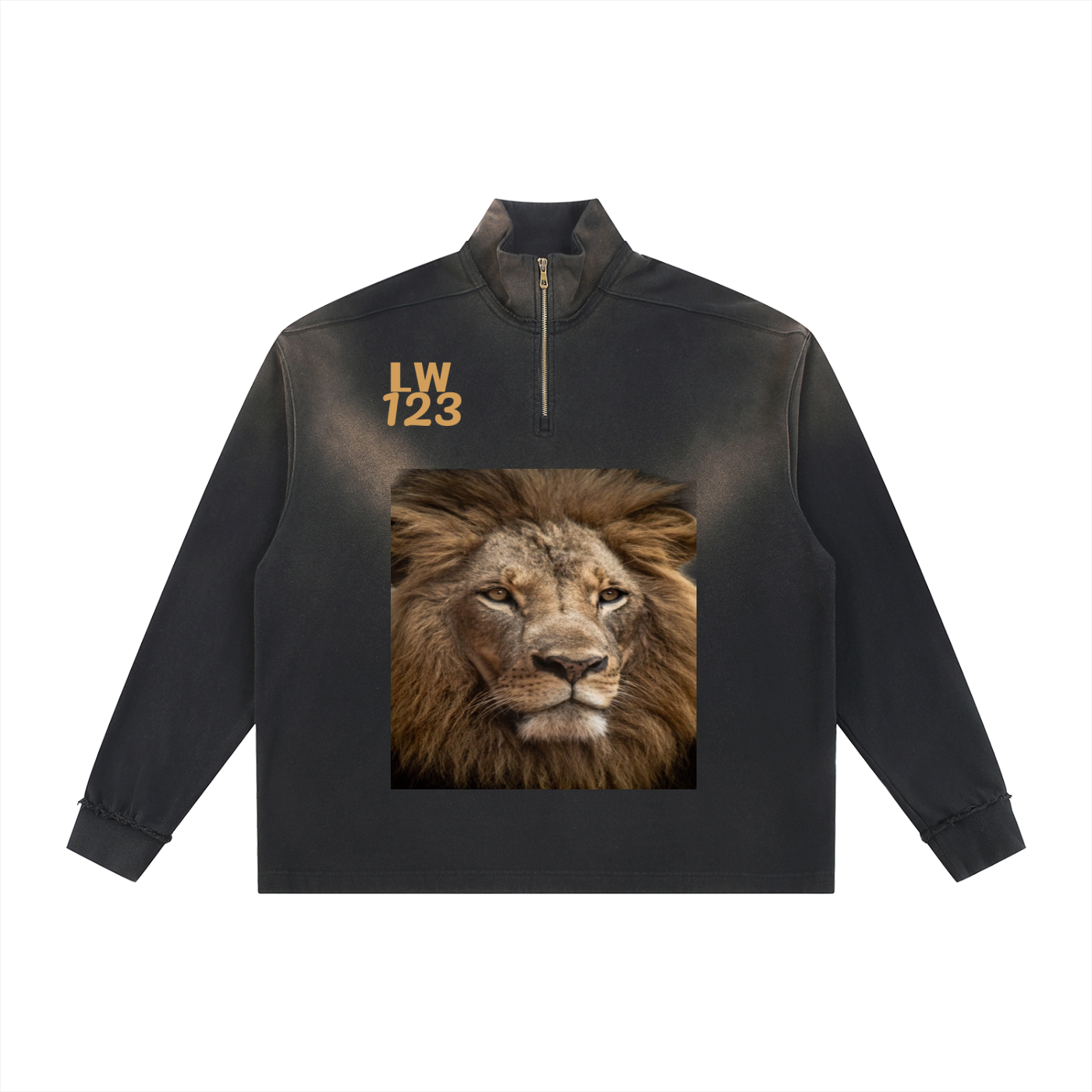 LW 123 Sun Fade Raw Edge Quarter-Zip Sweatshirt