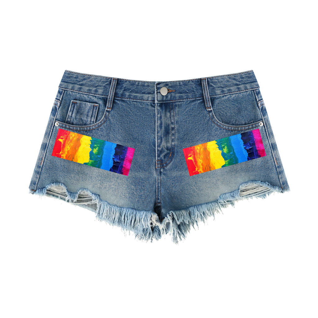 LW 123 Women's Vintage Wash Raw Hem Denim Shorts
