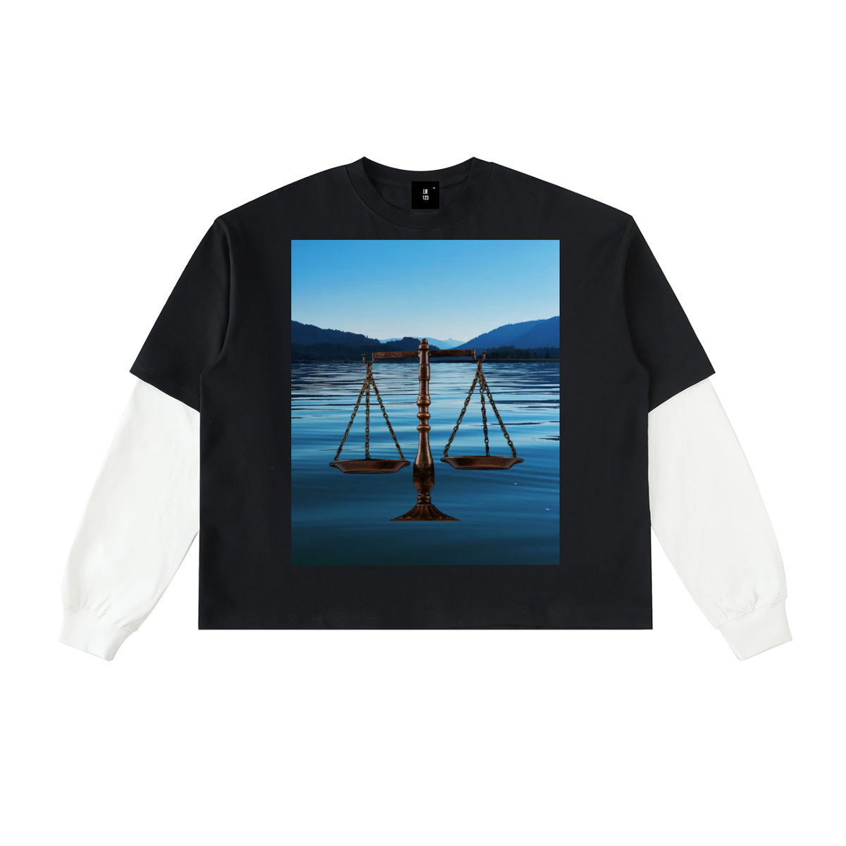 LW 123 Layered Contrast Sleeve Cotton T-Shirt
