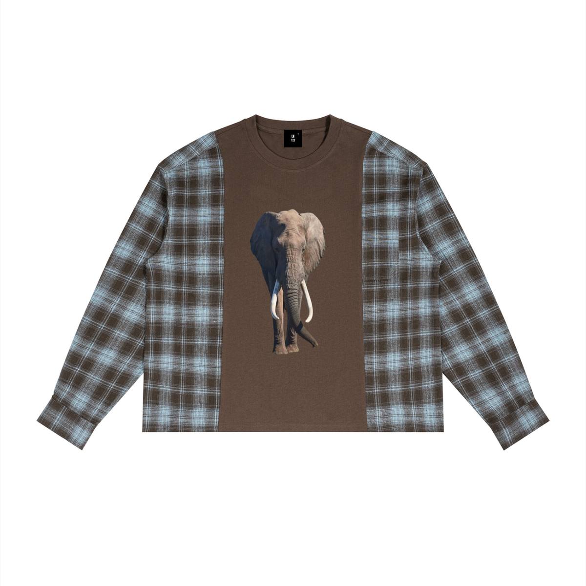 LW 123 Plaid Panel Long Sleeve T-Shirt