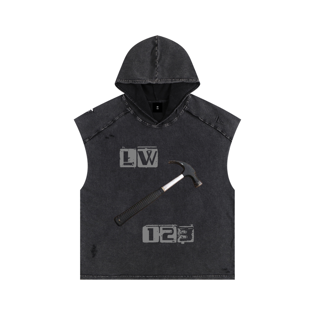 Snow Washed Boxy Hooded Tank Top
