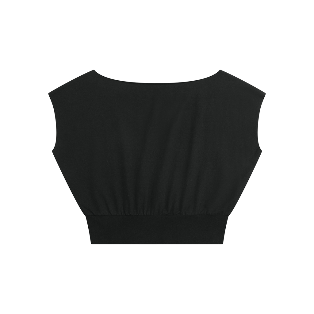LW 123 Women’s Boatneck Raw Edge Crop T-Shirt