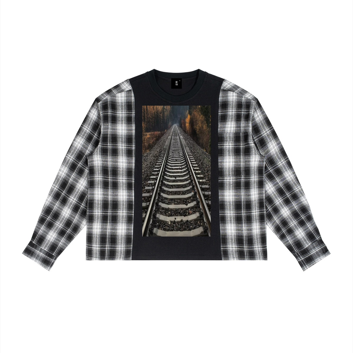 LW 123 Plaid Panel Long Sleeve T-Shirt