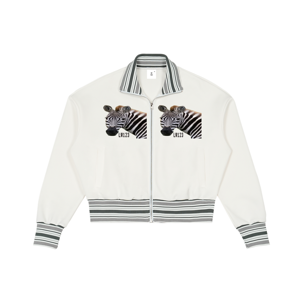 Striped Rib Collar Zip Jacket