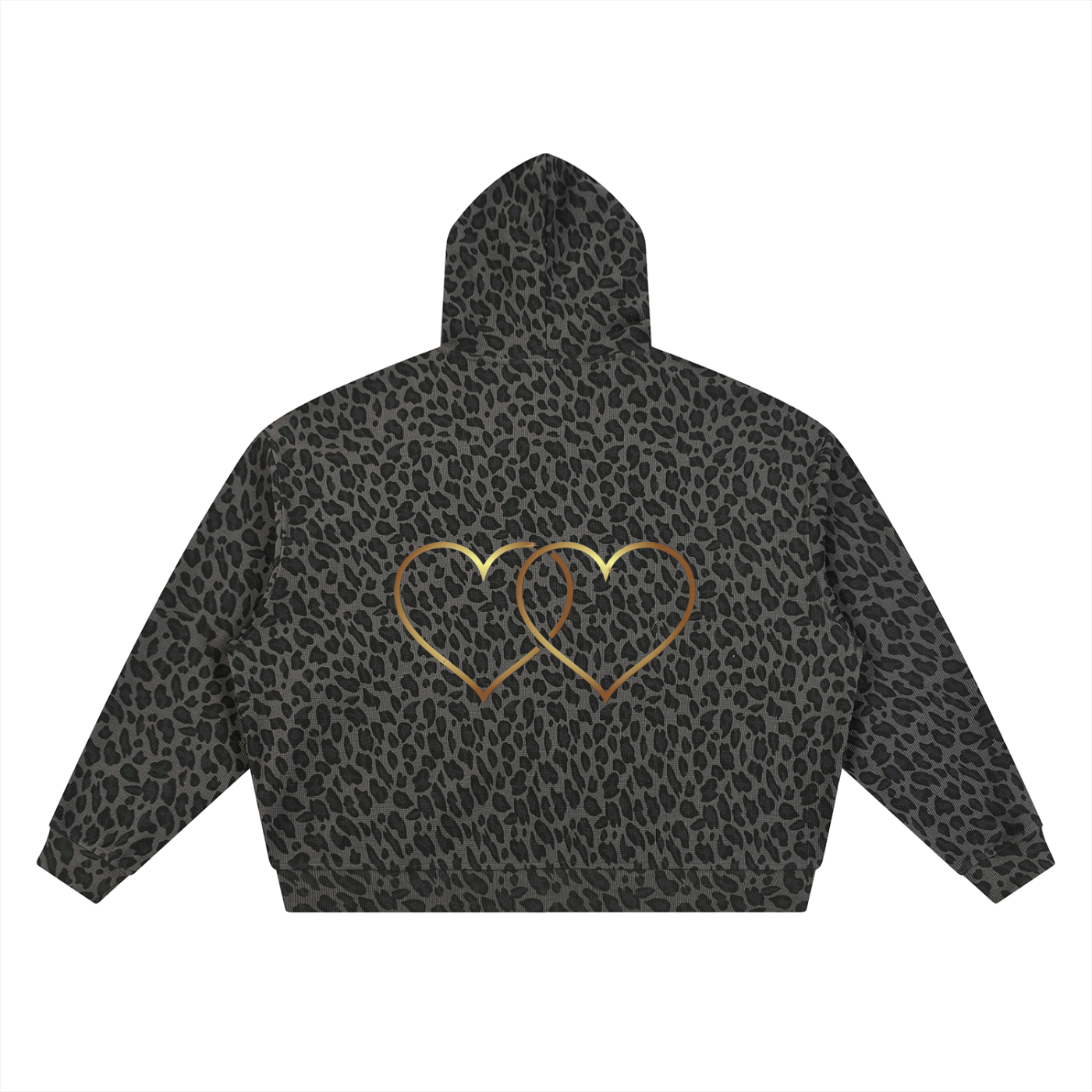 LW 123  Leopard Print Waffle Full Zip Hoodie
