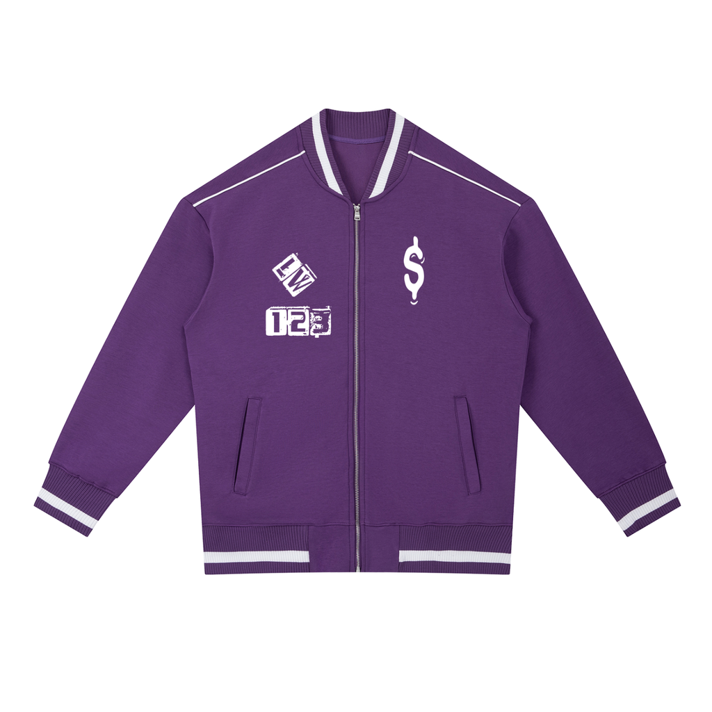 Contrast Piping Zip Bomber Jacket