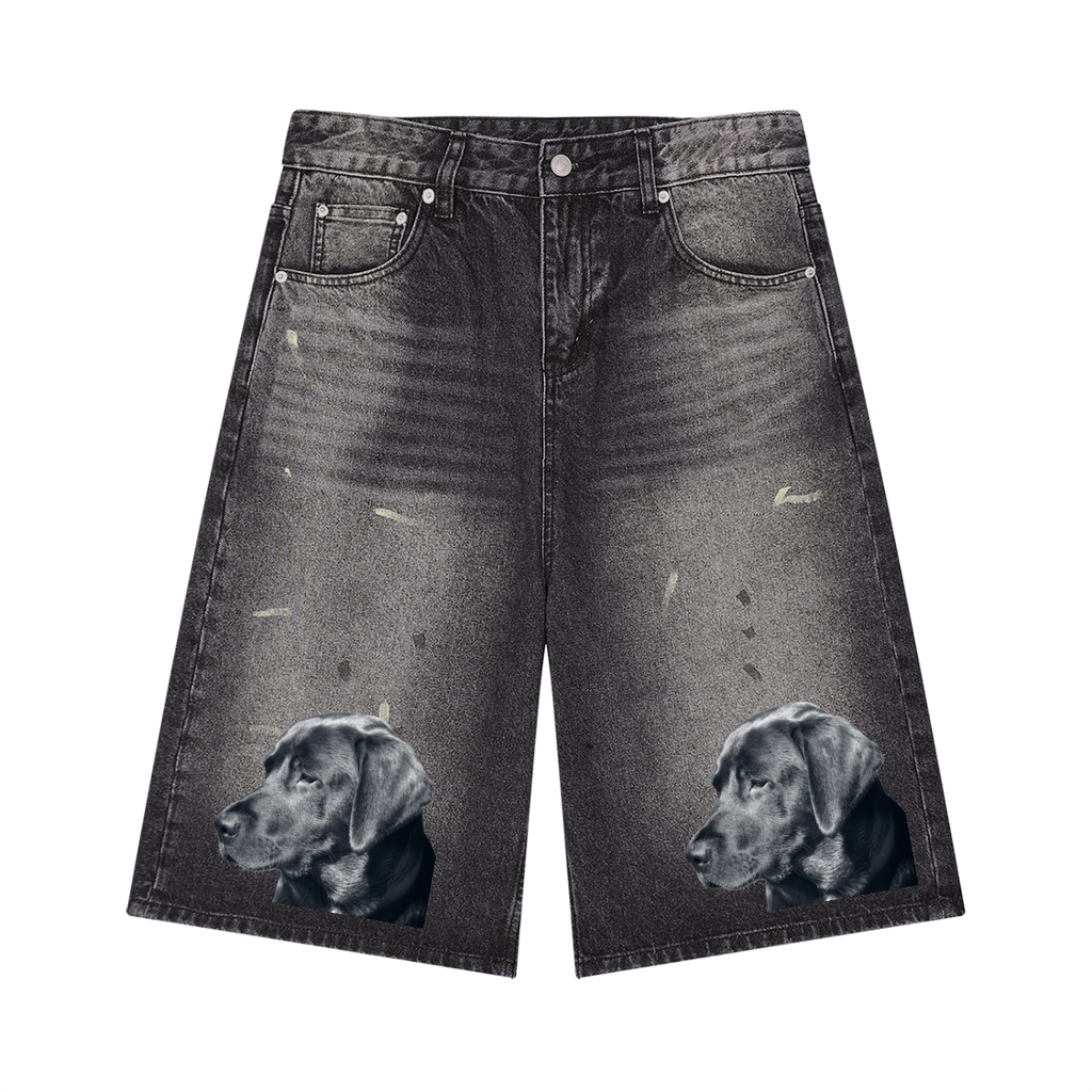 LW 123 Men’s Vintage Wash Wide Leg Denim Shorts