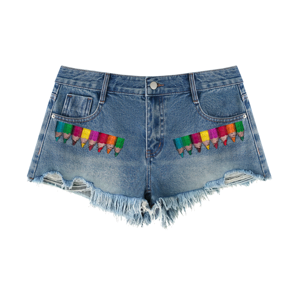 LW 123 Women's Vintage Wash Raw Hem Denim Shorts