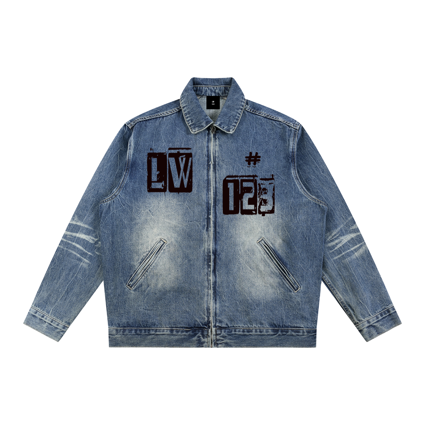 Vintage Wash Zip Up Denim Jacket