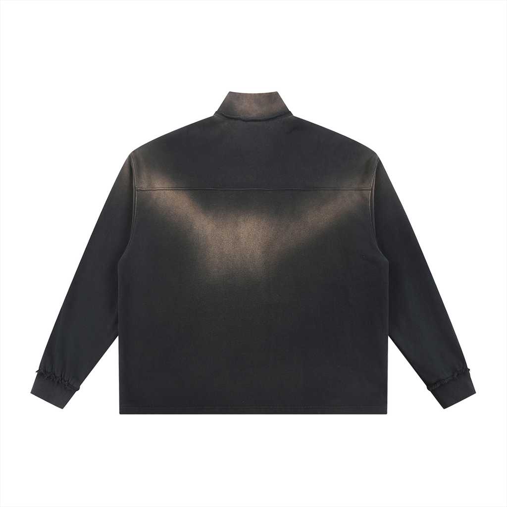LW 123 Sun Fade Raw Edge Quarter-Zip Sweatshirt
