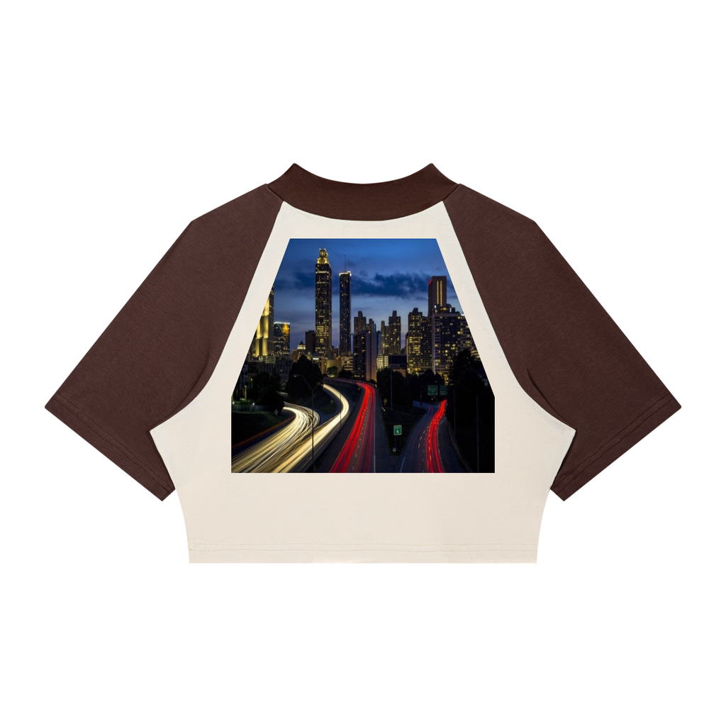LW 123 Women’s Color Block Raglan Crop T-Shirt