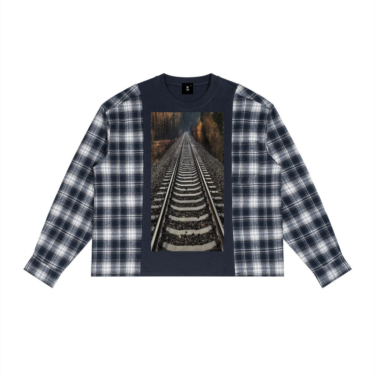 LW 123 Plaid Panel Long Sleeve T-Shirt