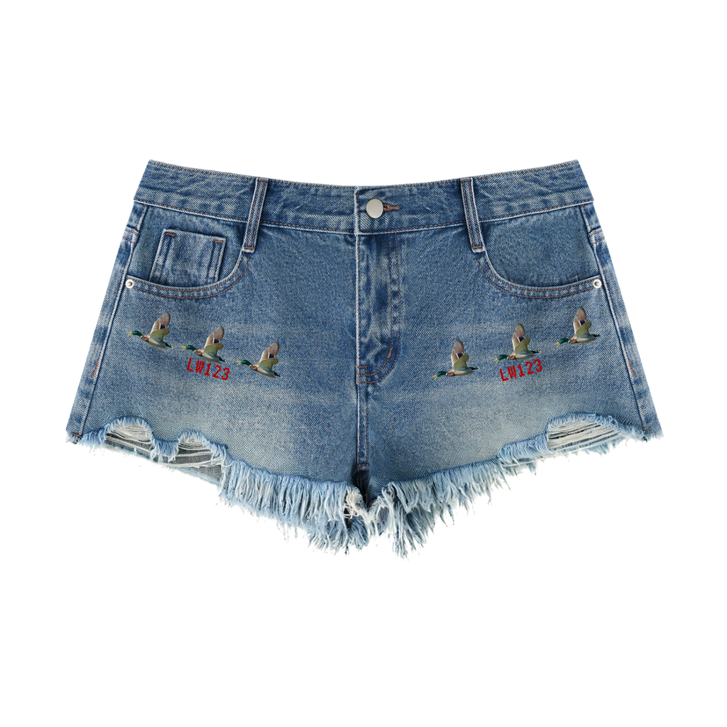 LW 123 Vintage Wash Raw Hem Denim Shorts