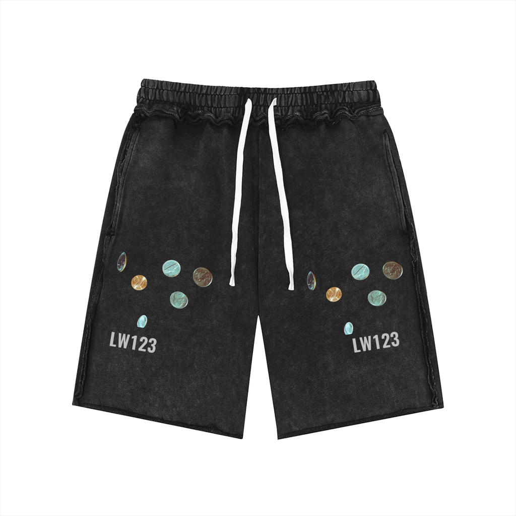 Unisex Mineral Wash Raw Edge Shorts