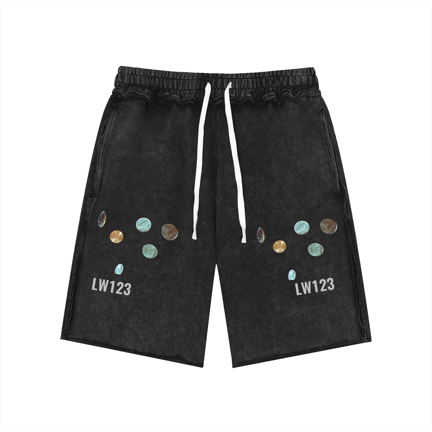Unisex Mineral Wash Raw Edge Shorts