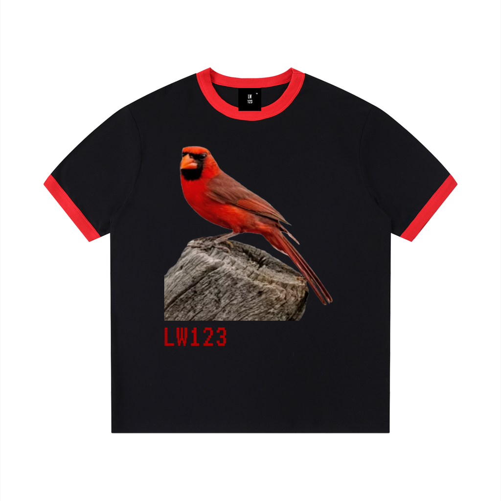 Contrast Edge Ribbed Crewneck T-Shirt