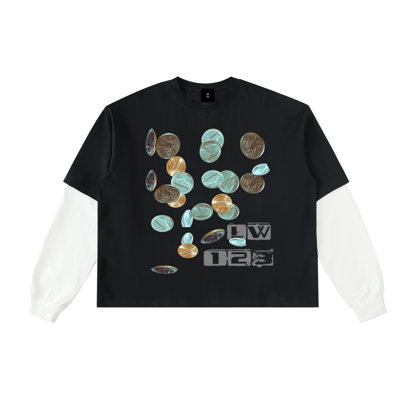Layered Contrast Sleeve Cotton T-Shirt